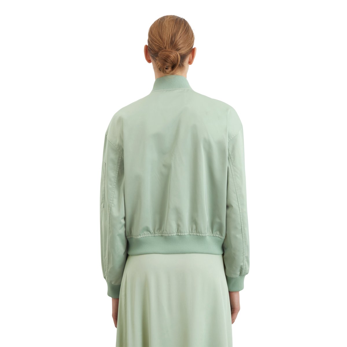 Blouson style aviateur regular en sergé de polyester recyclé vert clair, MARC O'POLO