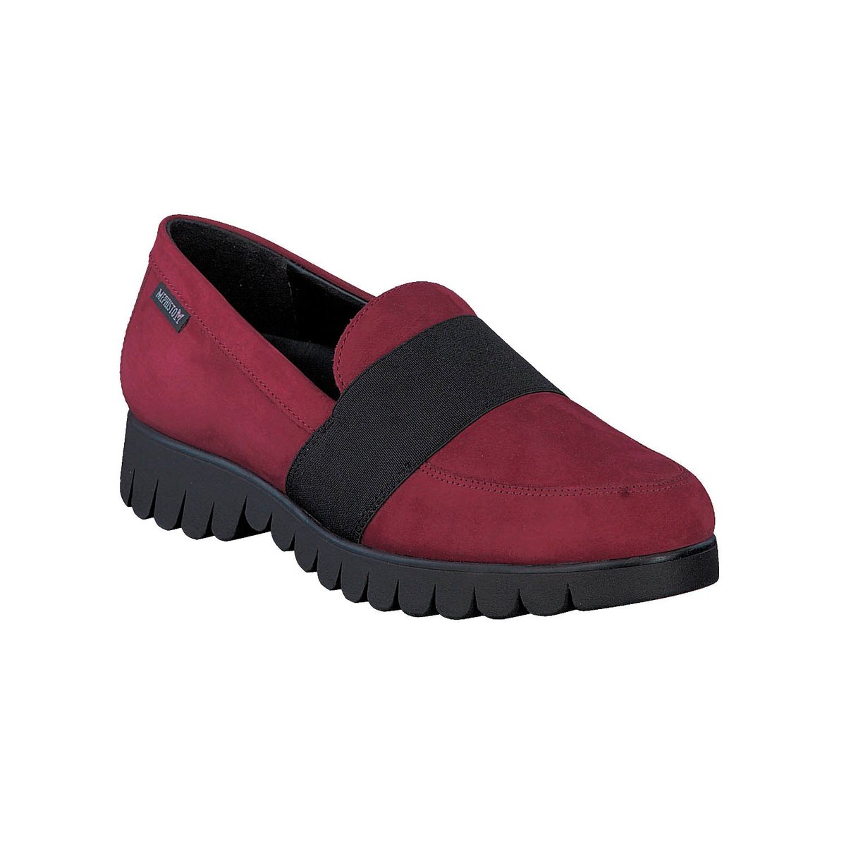 Mocassins en cuir nubuck LORIANE rouge 5128, MEPHISTO