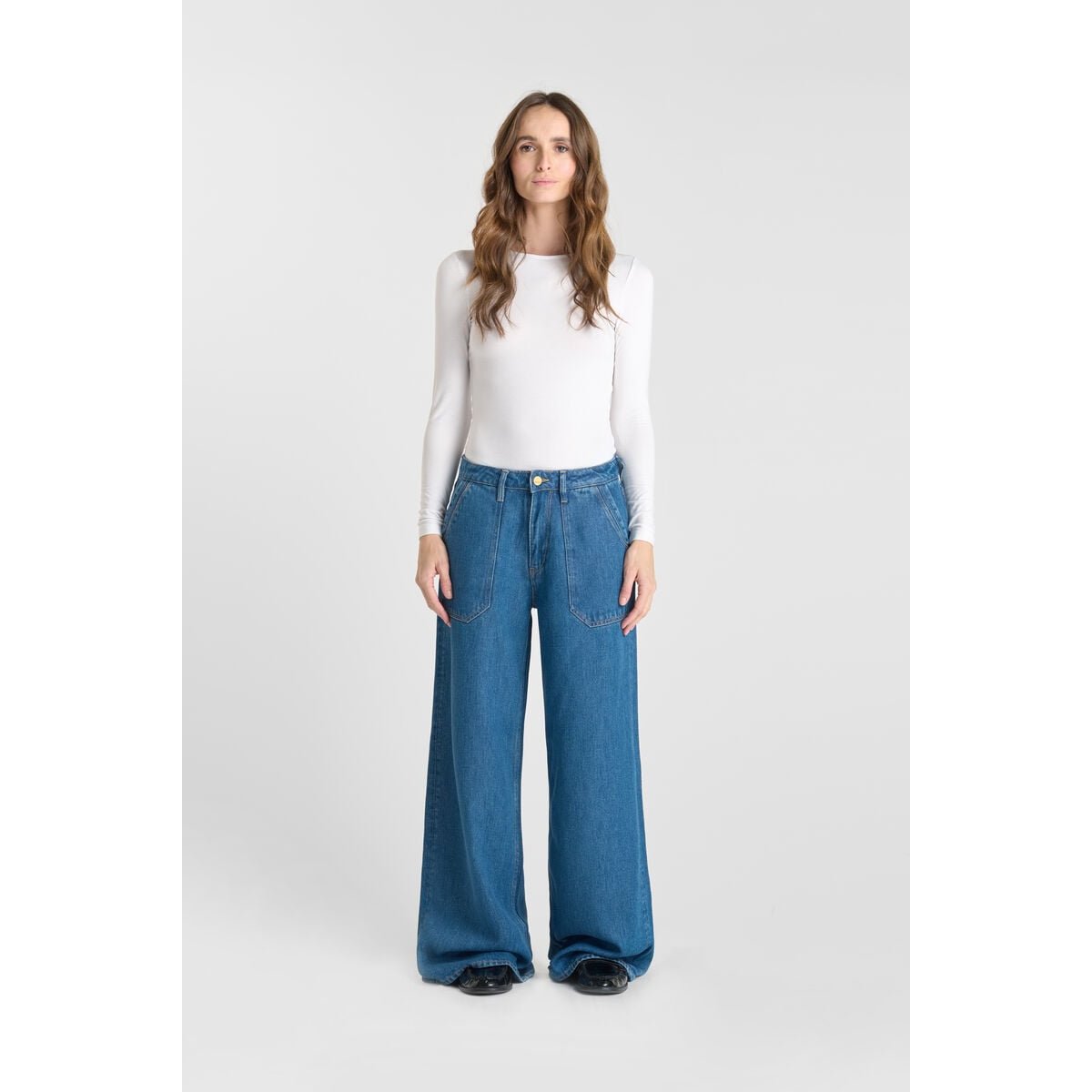 Jeans loose, large VICTORIA, longueur 34 blue, LE TEMPS DES CERISES