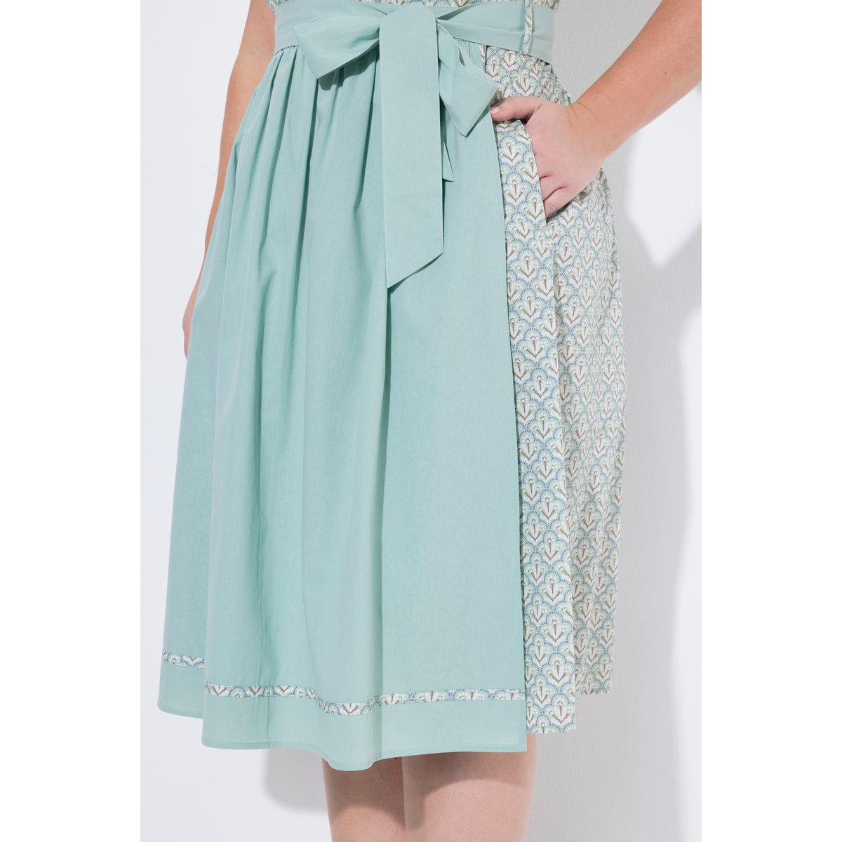 Dirndl, col montant, col V, jacquard sauge, ULLA POPKEN