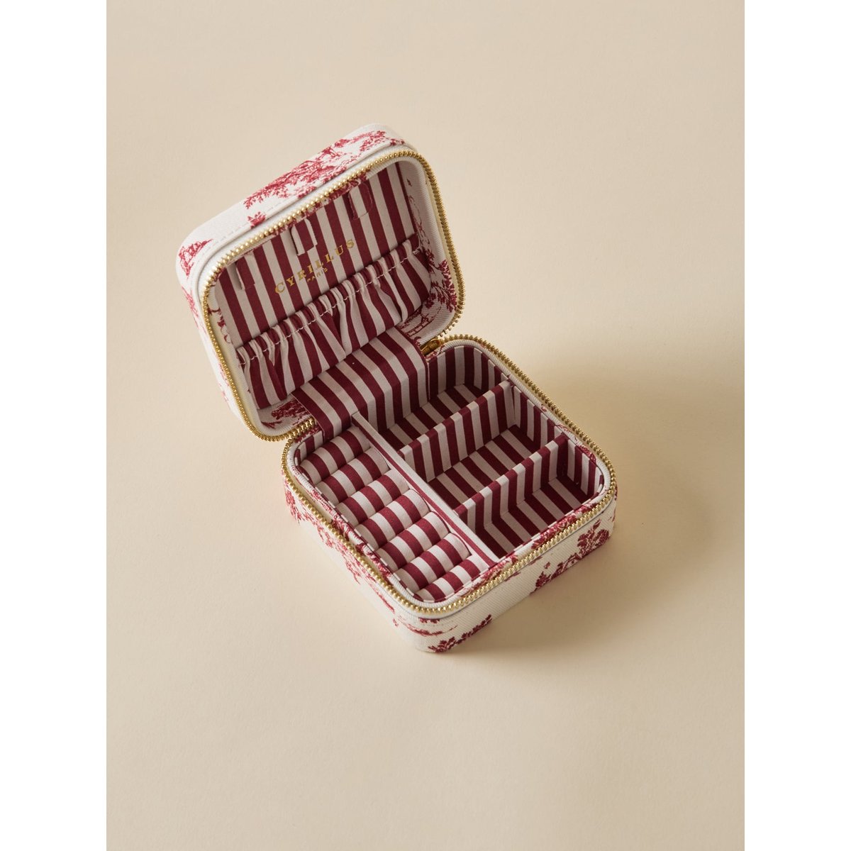 Boîte à bijoux esprit toile de Jouy jouy bordeaux, CYRILLUS