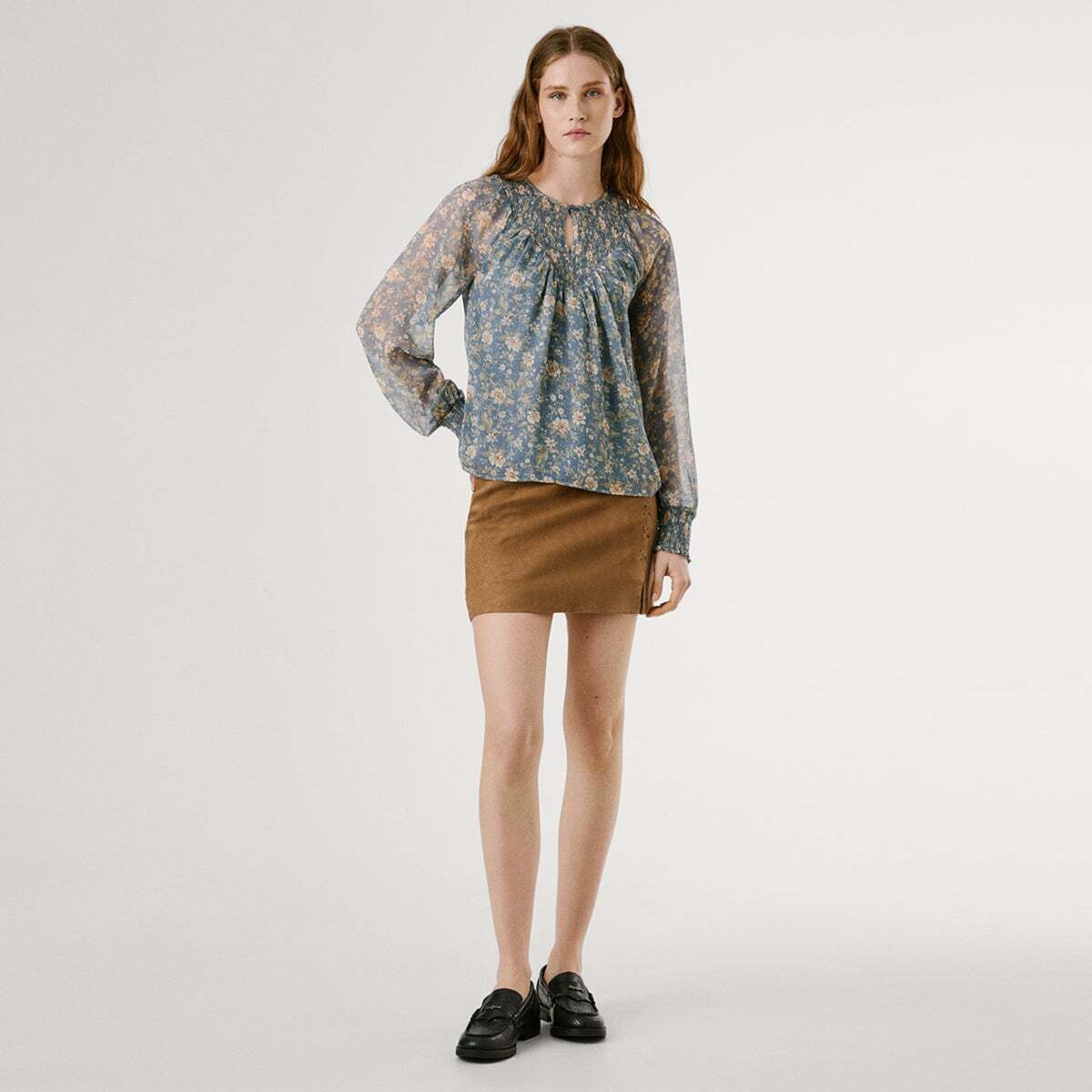 Blouse En Chiffon À Imprimé Floral bleu, PEPE JEANS