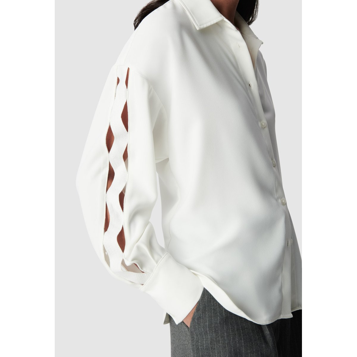 Chemise manches longues ajourées ecru, IKKS