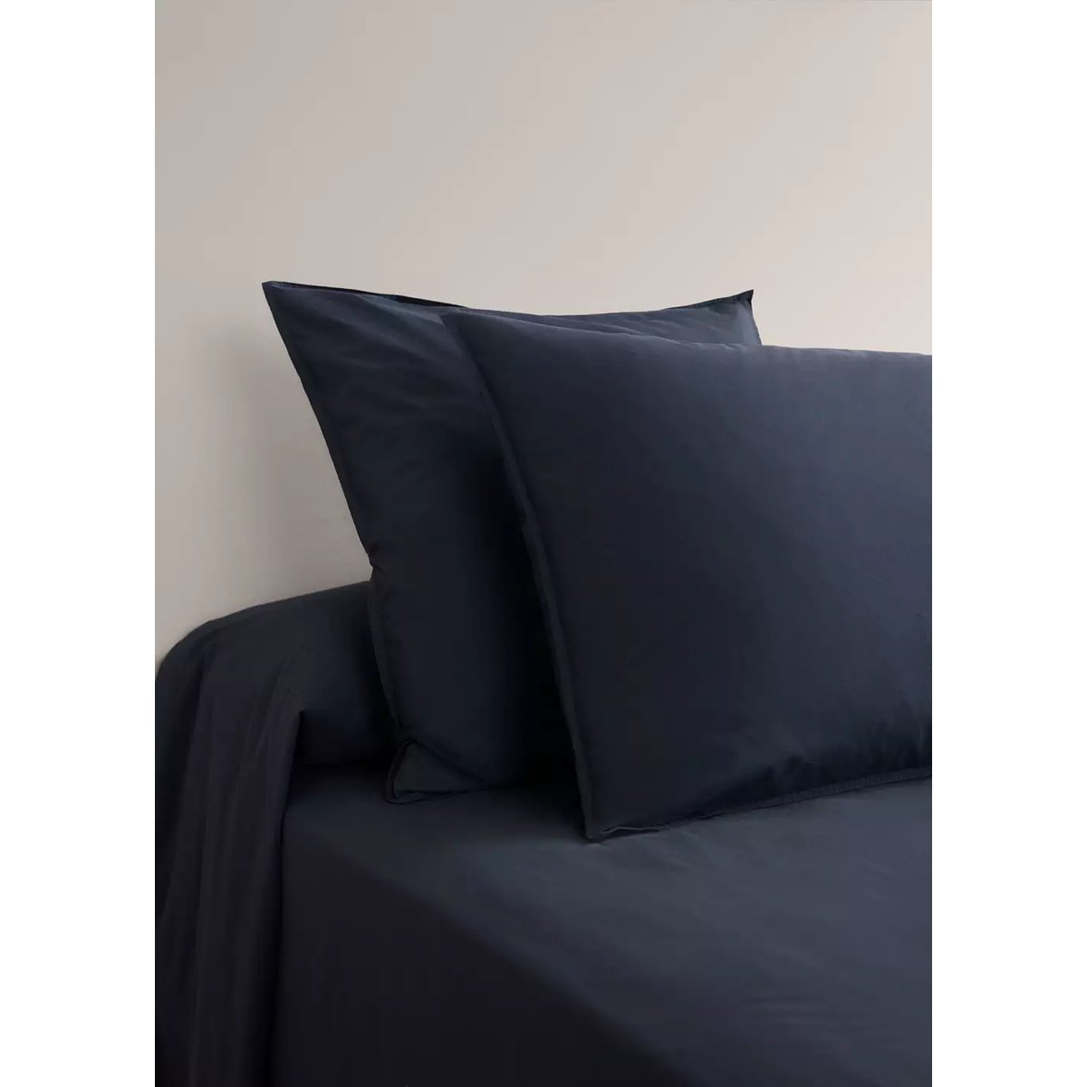 Taie d'oreiller coton garment-dyed dentelle large 45x110 cm bleu marine, MANGO HOME