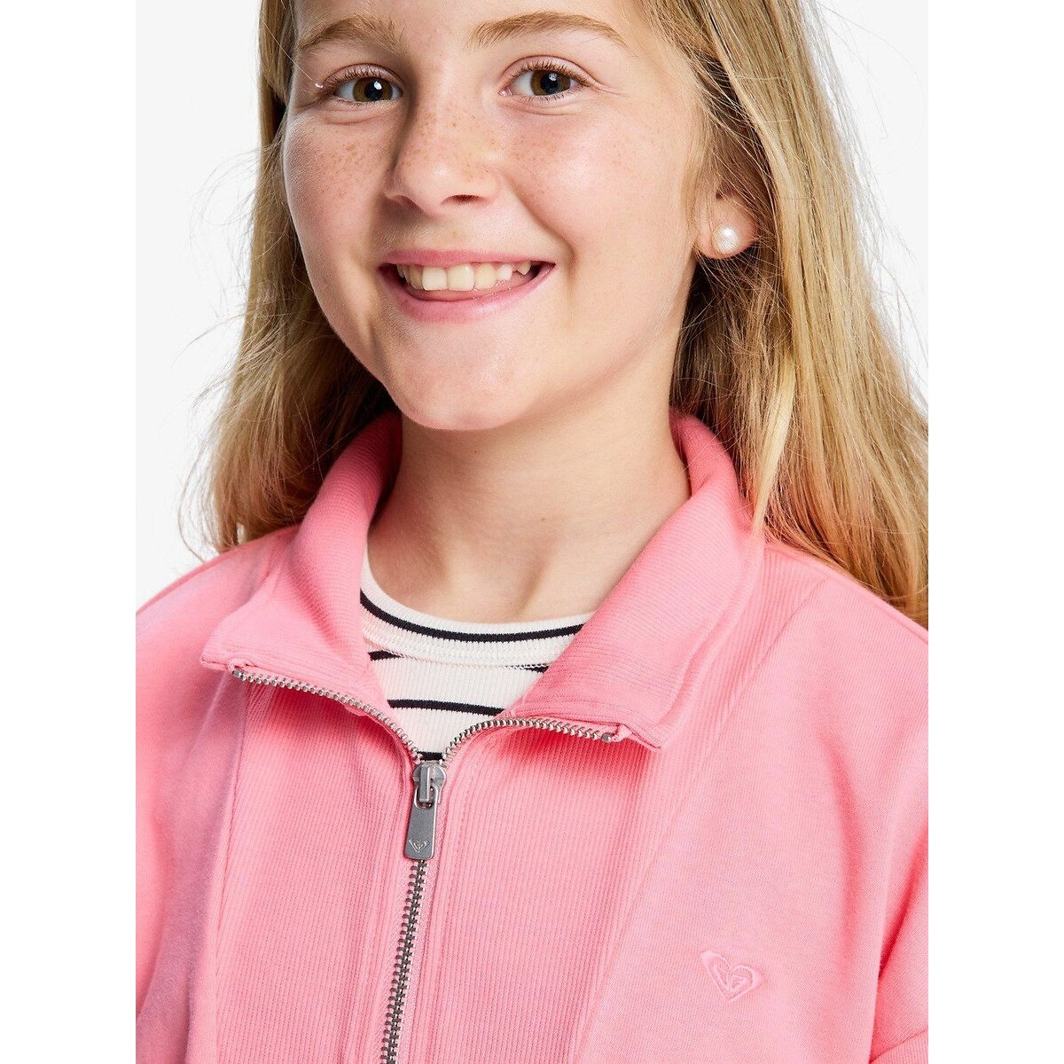 Sweater met schipperskraag, fleece roze, ROXY