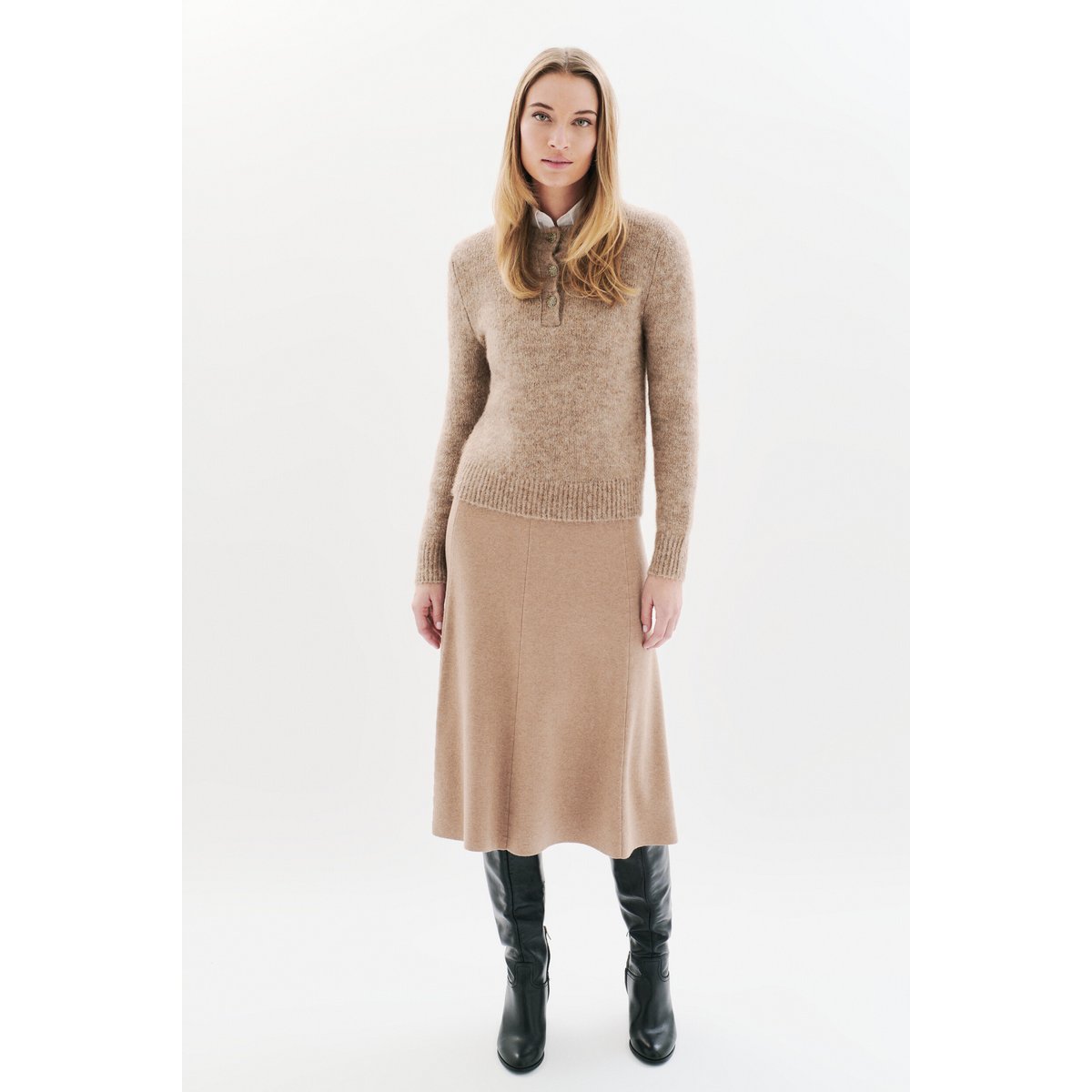Pull droit court DONA marron clair, CAROLL