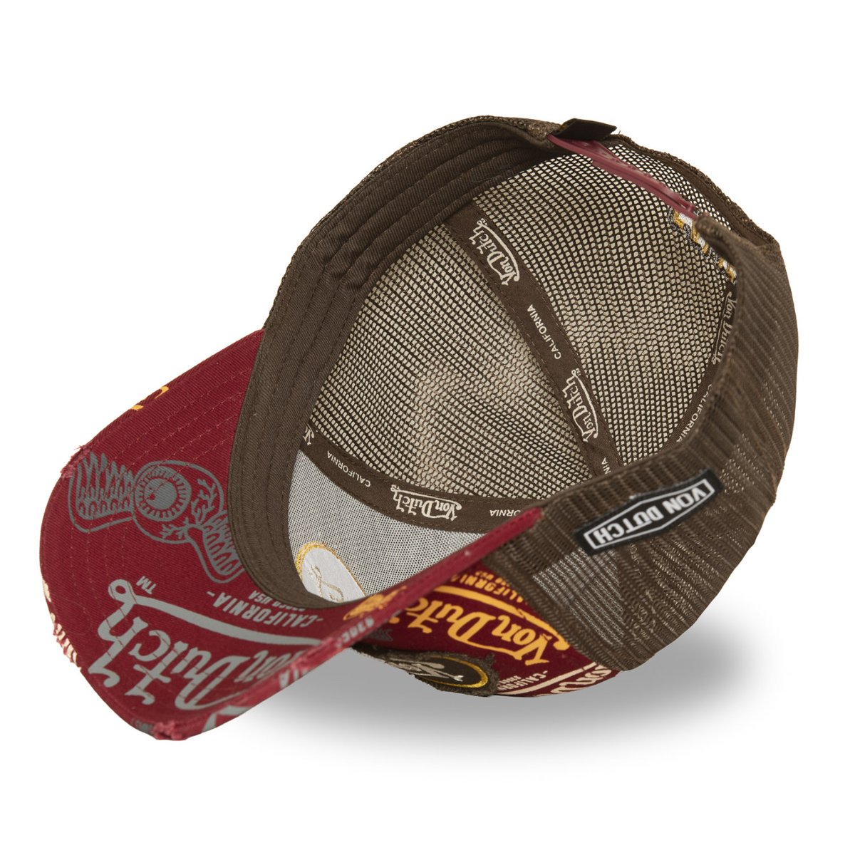 Casquette Trucker Cafe bordeaux/orange/gris/blanc/jaune/kaki, VON DUTCH