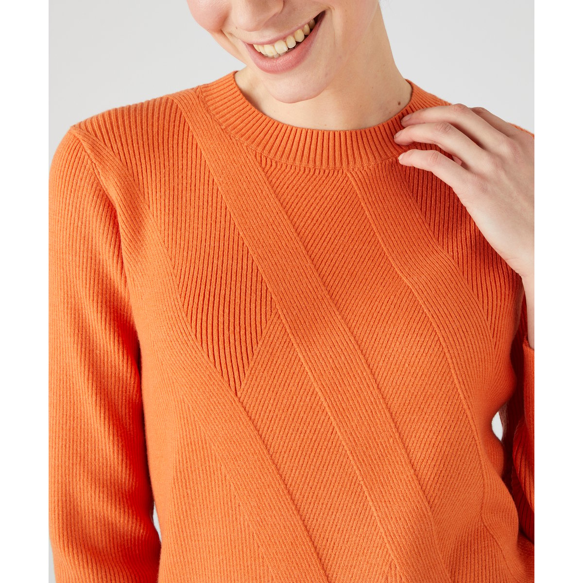 Pull jeu de côtes fantaisie orange abricot, DAMART
