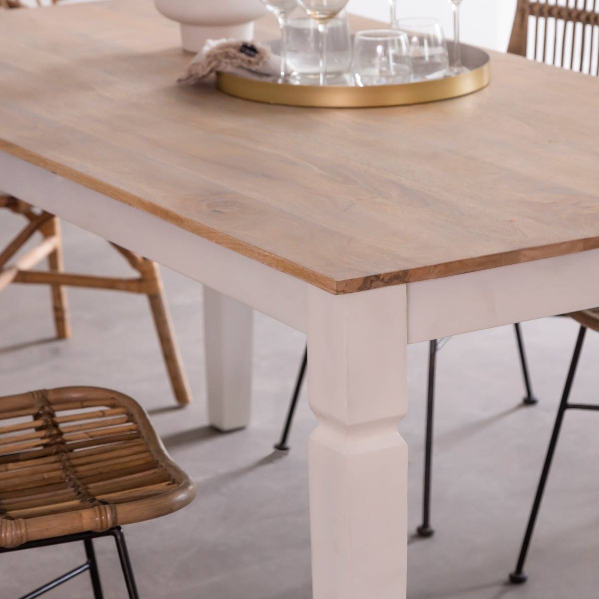 Table à manger en bois de manguier EDEN blanc, MADE IN MEUBLES 