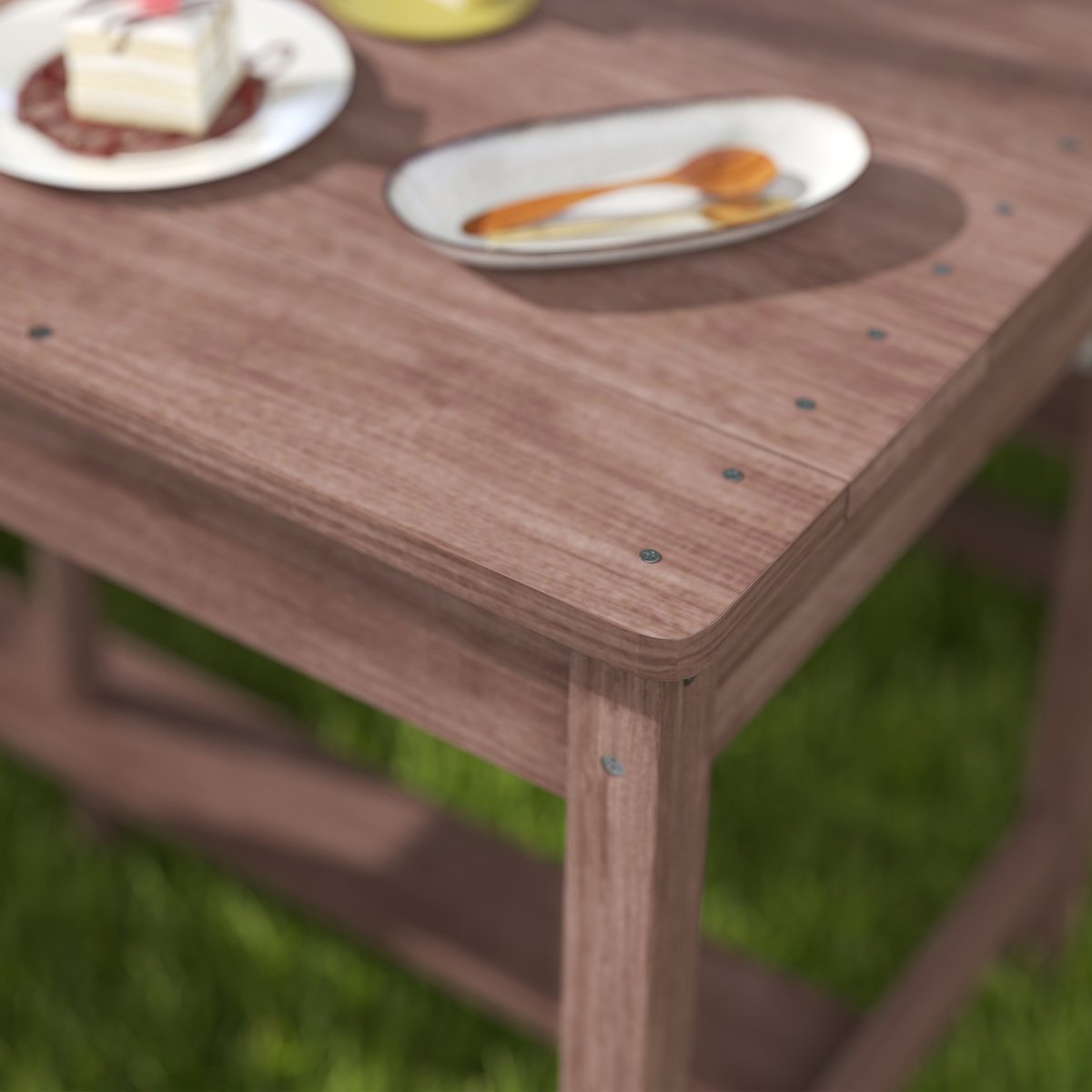 Ensemble de table et chaises de jardin pour marron, bleu et blanc, AIYAPLAY