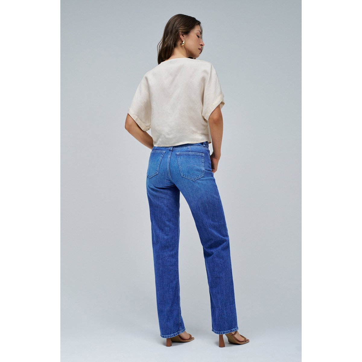 BLOUSE EN LIGHTDENIM AVEC NOEUD À LOURLET beige, SALSA JEANS