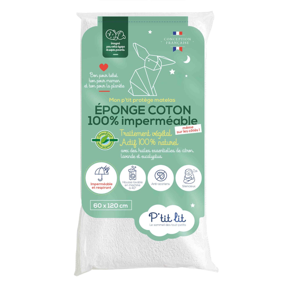 Protège matelas coton imperméable blanc, P'TIT LIT
