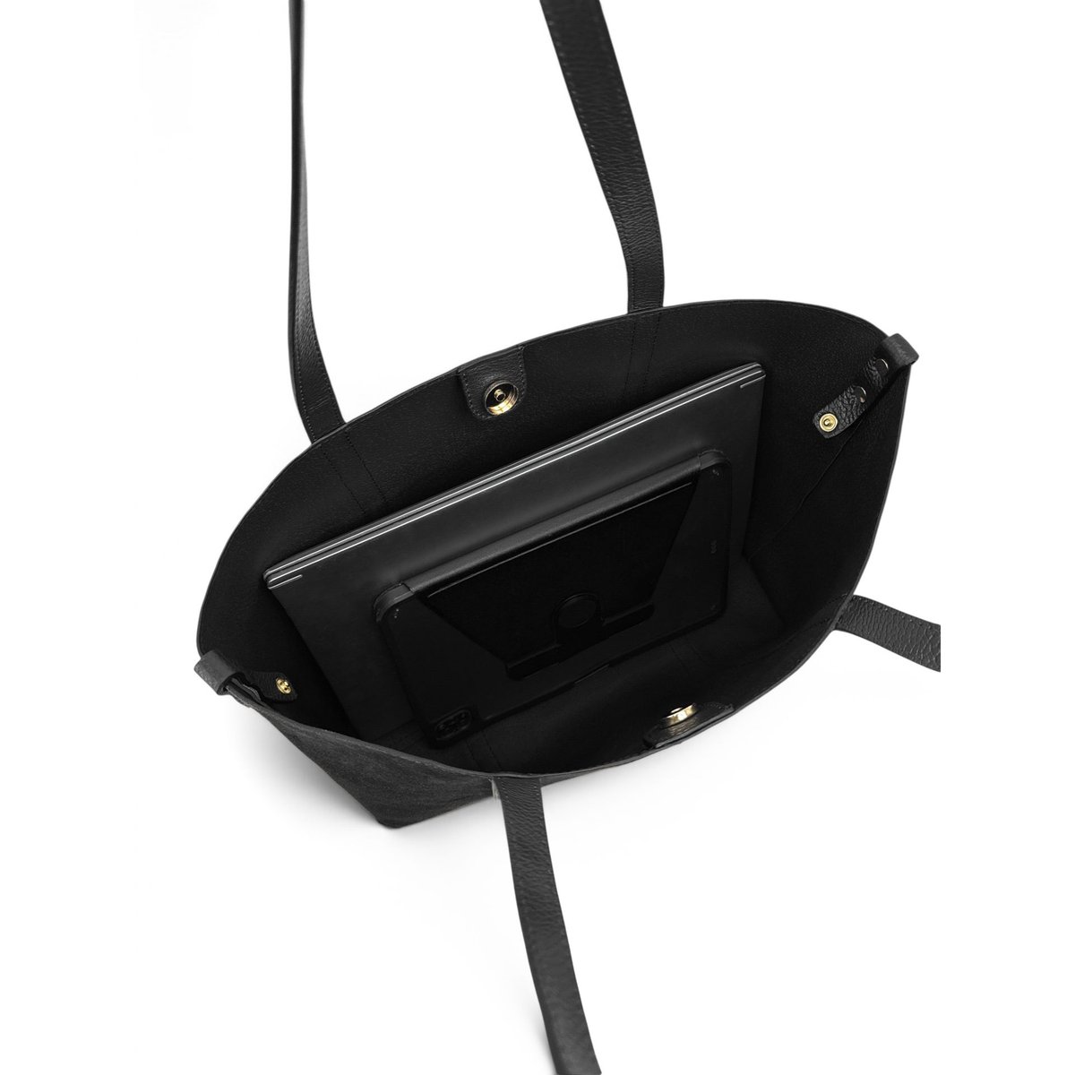 Sac cabas en cuir grainé et croûte de cuir MAJOR noir, OH MY BAG