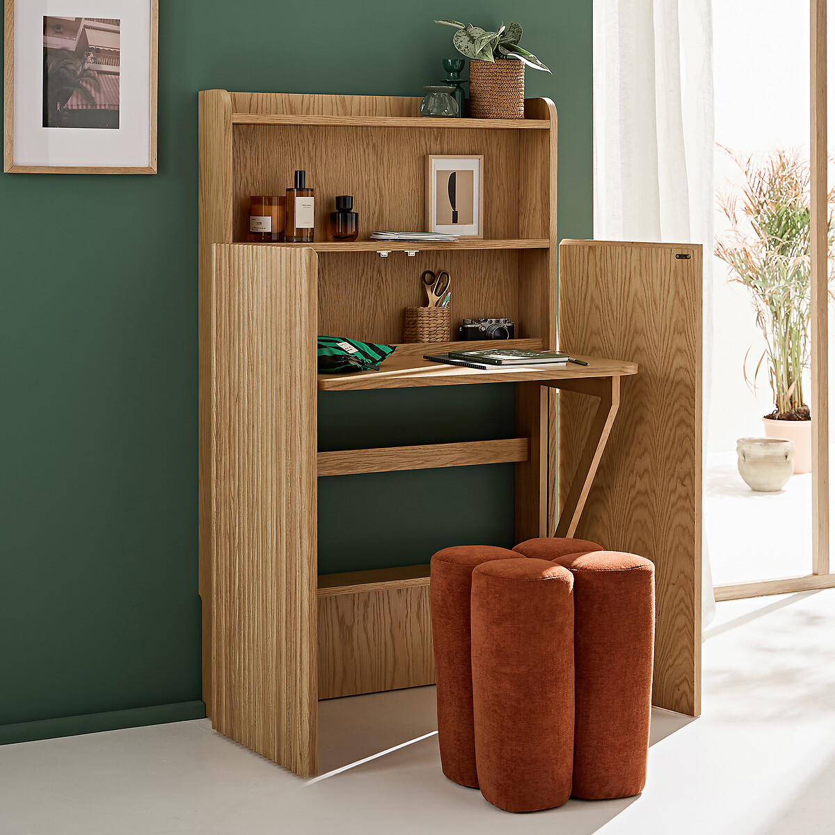 Bureau étagère, Maoro plaqué chêne, LA REDOUTE INTERIEURS