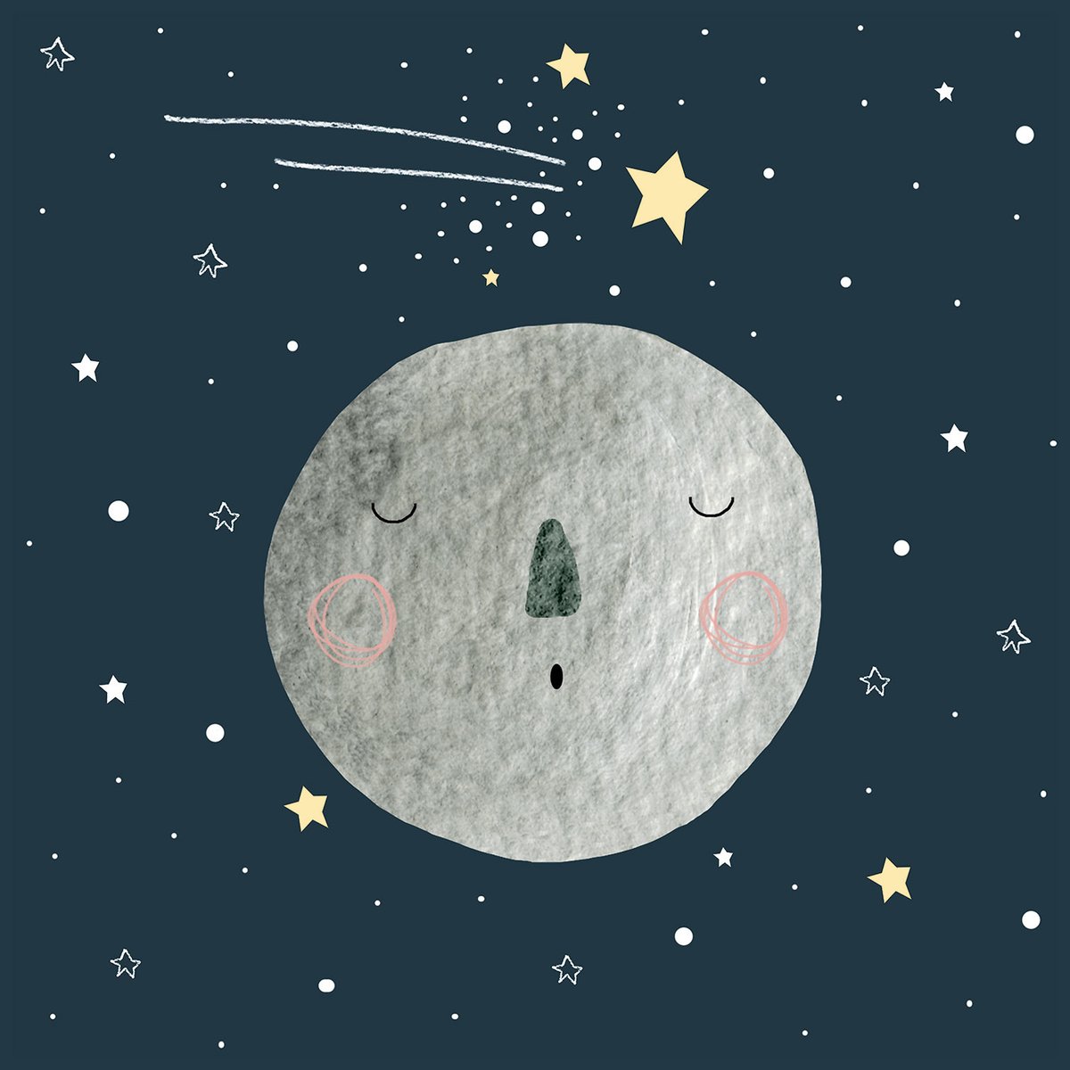 Tableau gris lune pour enfant toile imprimée, HEXOA