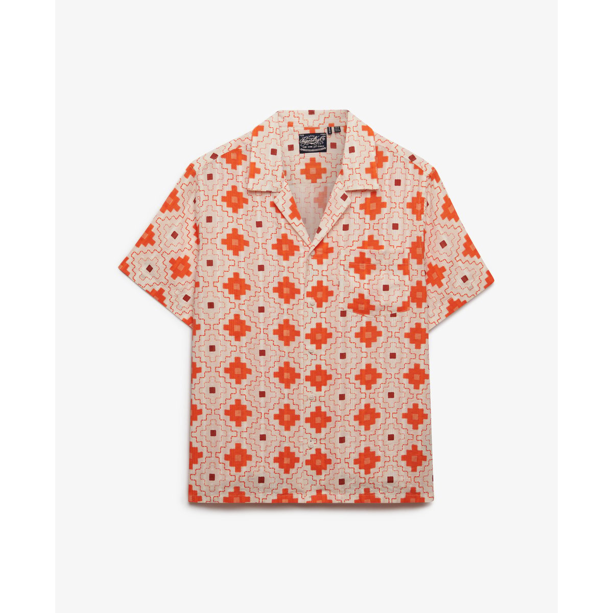 Chemise à manches courtes imprimée Beach orange sashiko tile, SUPERDRY