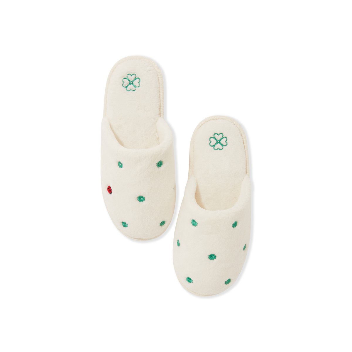 Chaussons mules à pois GARDEN ecru, ETAM