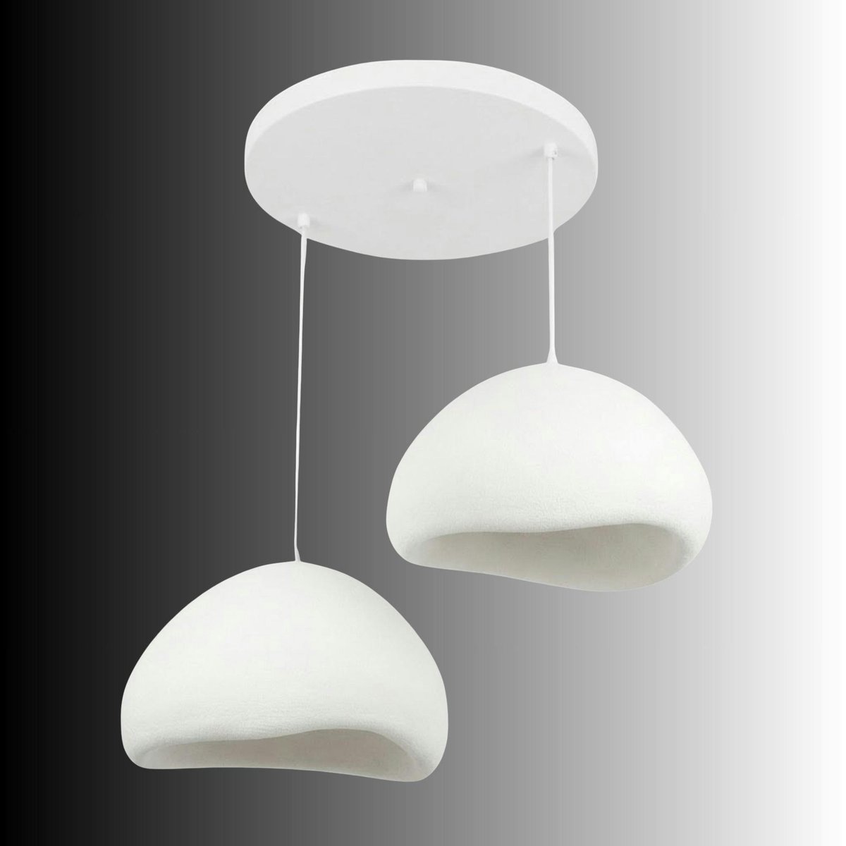 Suspension blanche design organique 2 abat-jour NOXIS blanc, PIER IMPORT