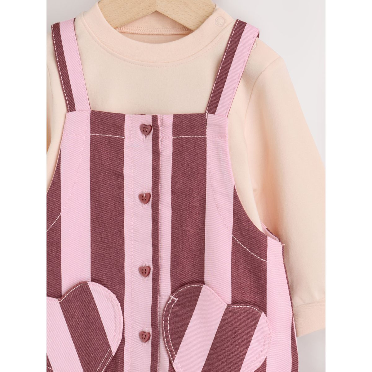 Ensemble bébé salopette et body, 2 pièces rayure marron chocolat, NEXT