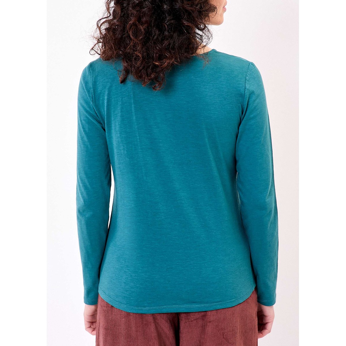 T-shirt coton flammé bio imprimé KANPUR vert mahala, LA FIANCÉE