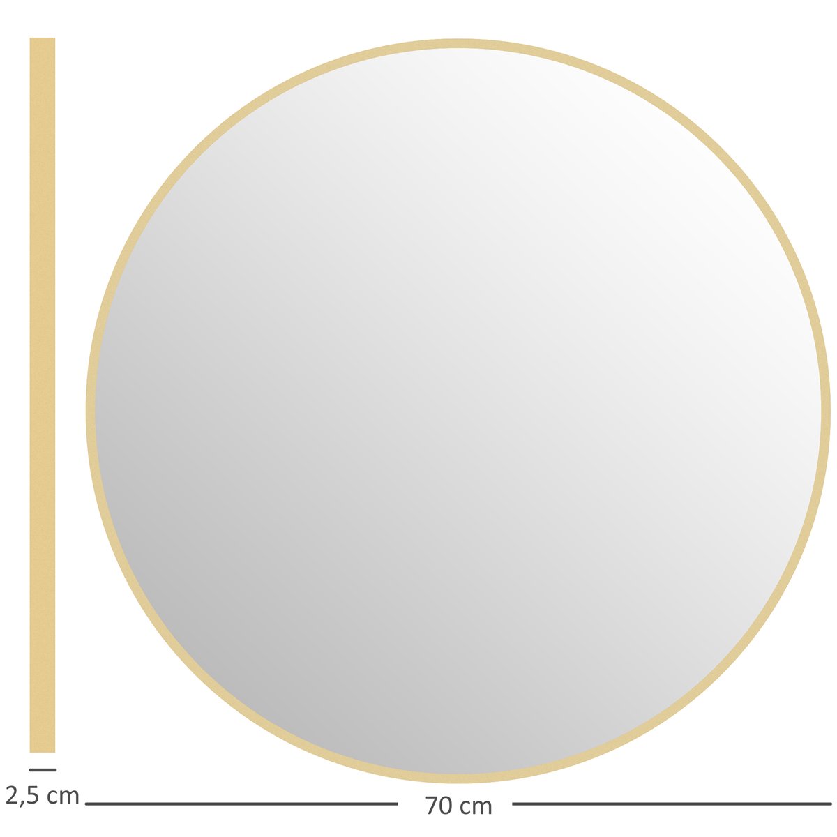 Miroir de salle de bains Verre trempé Or jaune, HOMCOM