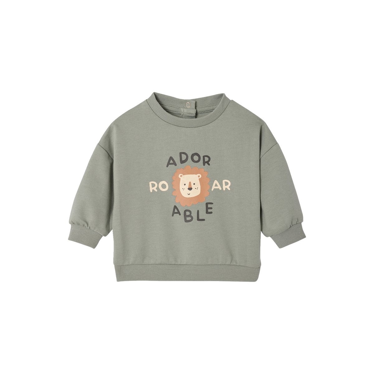 Sweat bébé col rond vert sauge, VERTBAUDET
