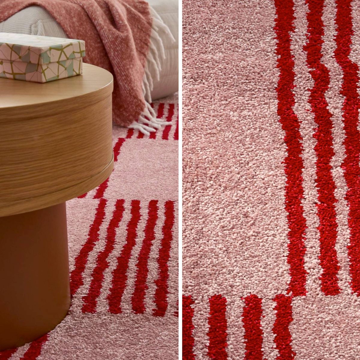 Tapis intérieur rectangulaire damier FERGEW rouge / rose, SWEEEK