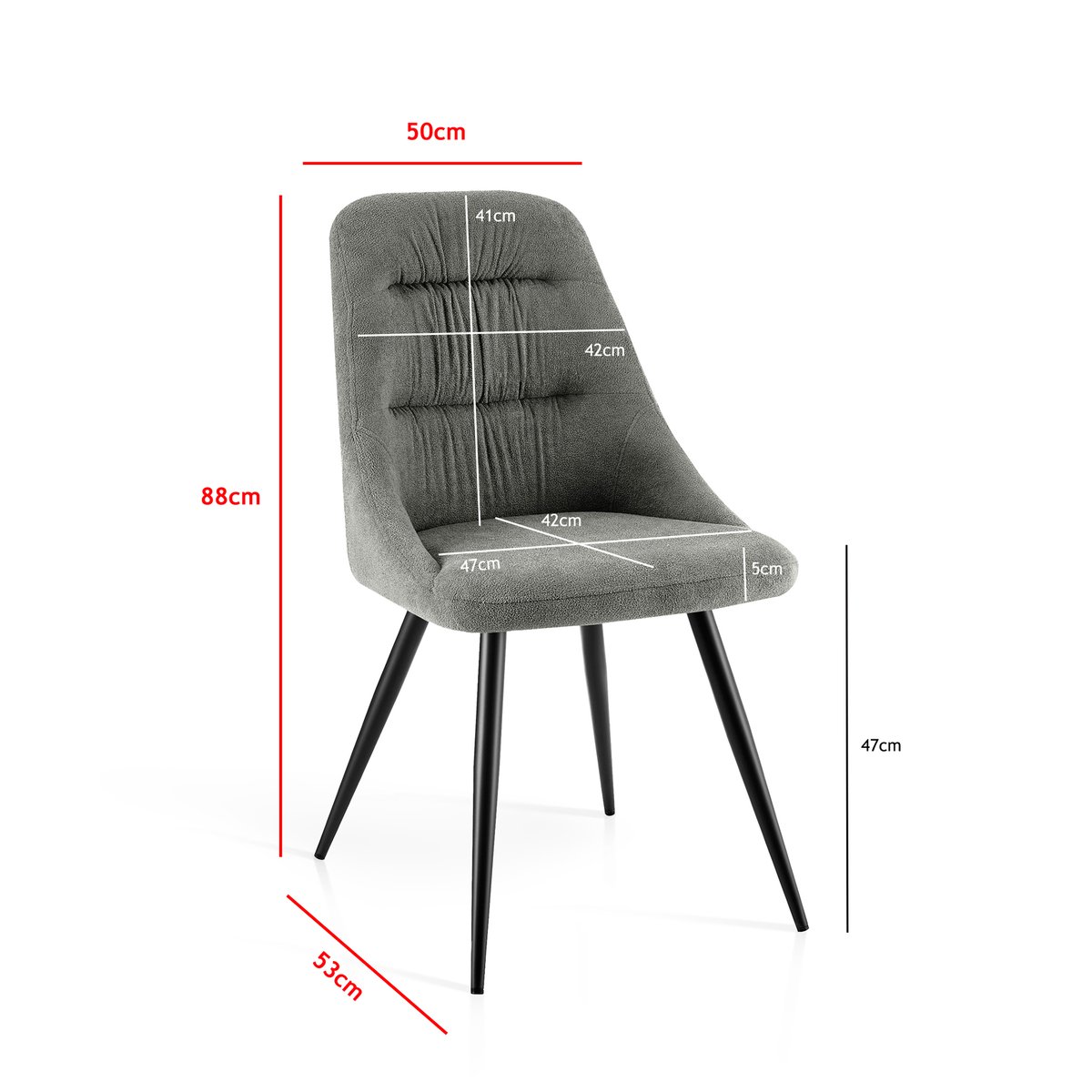 Lot de 2 chaises tissu chenille et métal, VOLT gris, HISPANOHOGAR