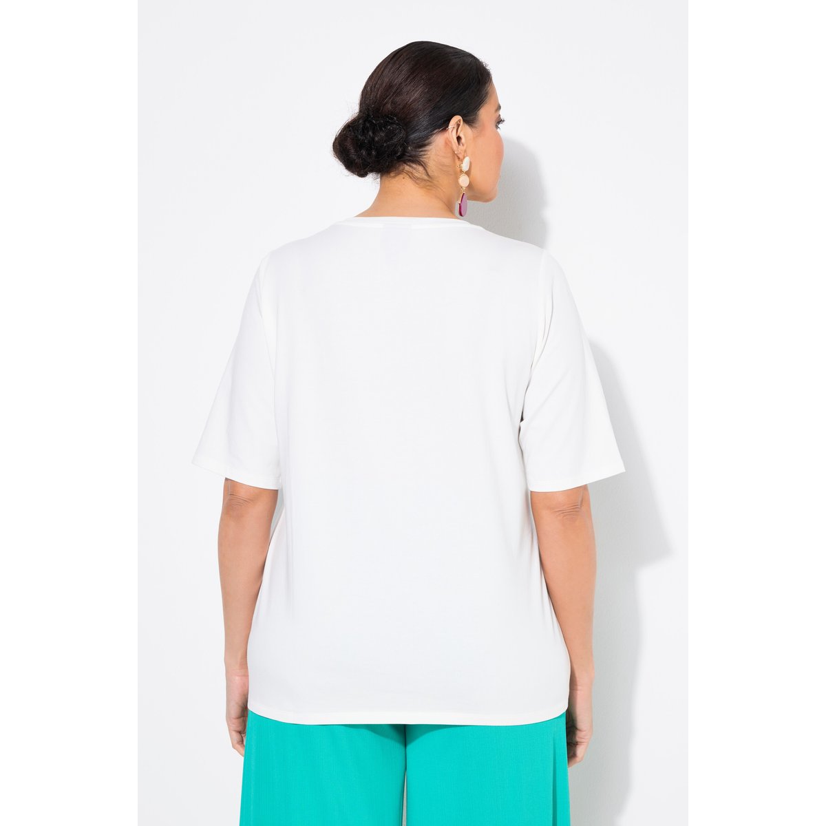T-shirt oversize. Imprimé Flower. Décolleté blanc cassé, ULLA POPKEN