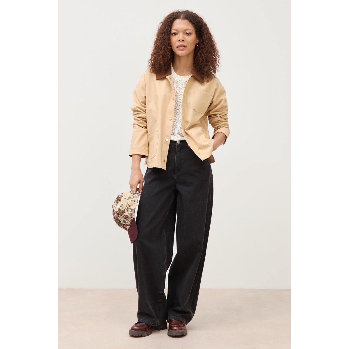 Veste manches longues col classique taupe, BONOBO