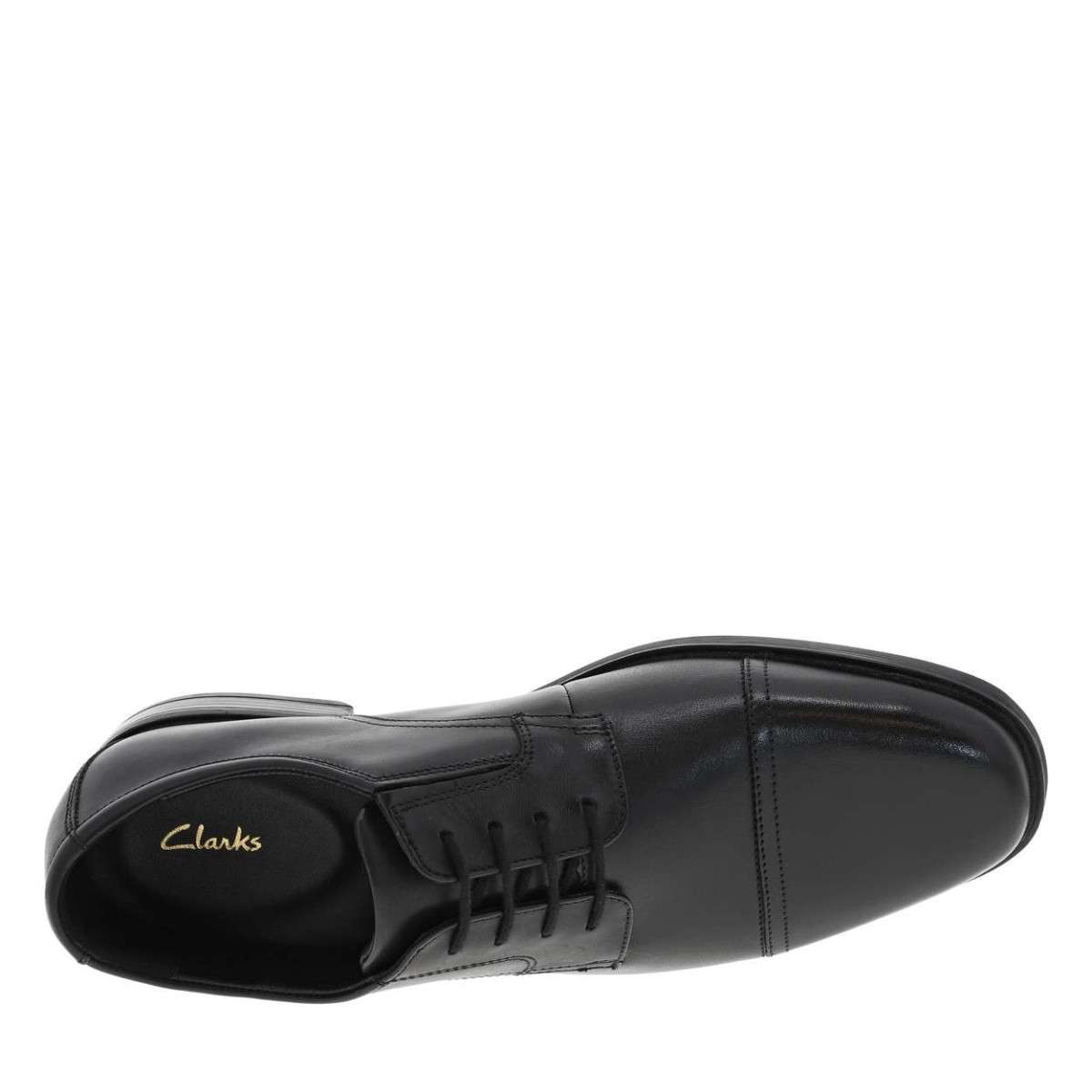 Chaussures richelieu en cuir Howard Cap noir, CLARKS