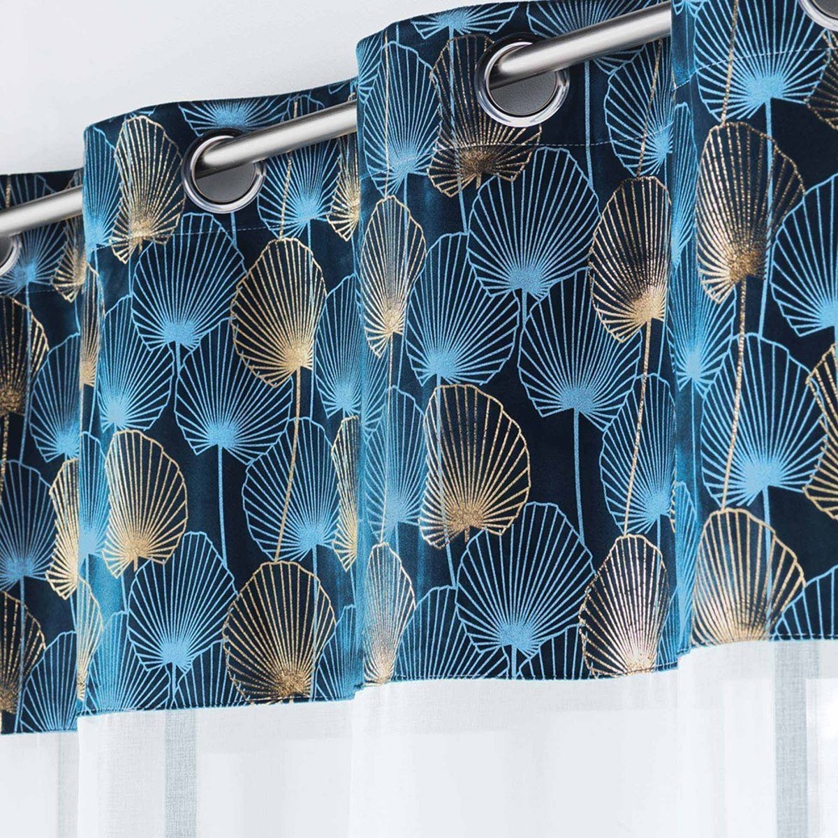 Voilage à œillets 140x240 Sable Top Velours Clairine Bleu bleu, DECORATIE