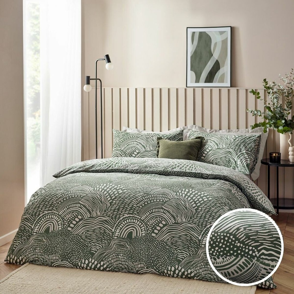 Nola Duvet Cover and Pillowcase Set olive, HÖEM