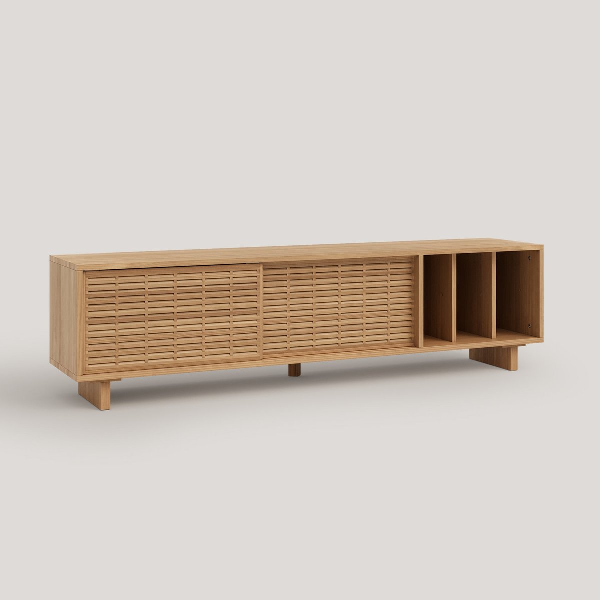 Meuble TV en pin verni couleur chêne GAVINA chêne, NAAN FURNITURE