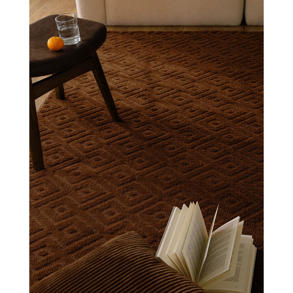 Tapis en laine avec relief , CASTELLO TWO marron, WECON HOME