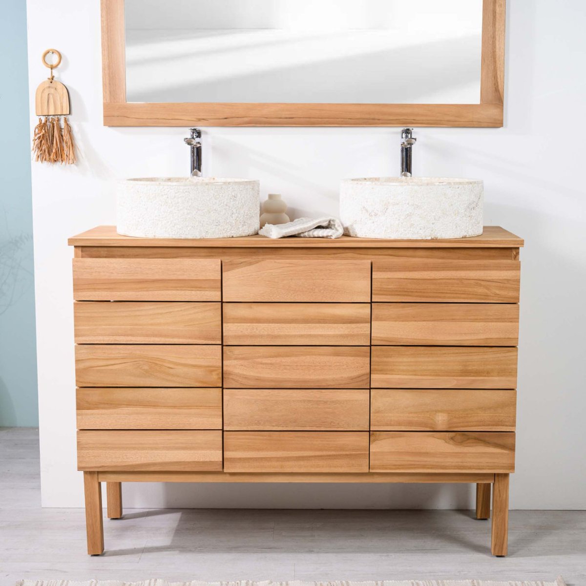 Meuble sous vasque en teck Ananta 120cm naturel, WANDA COLLECTION