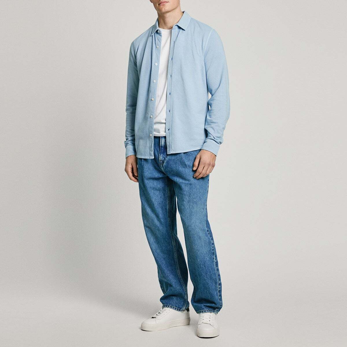 Chemise Coupe Slim En Piqué bleu clair tamise, PEPE JEANS