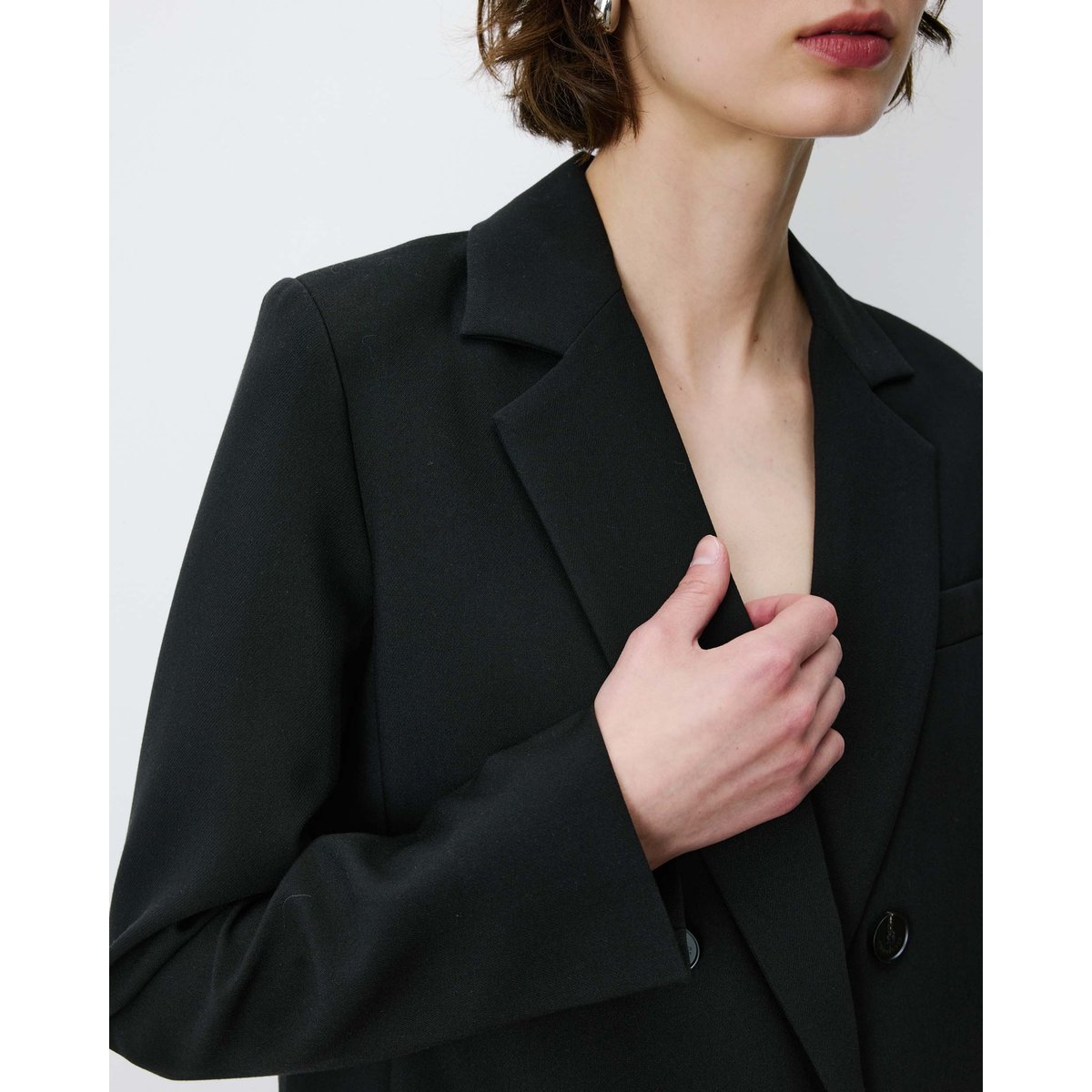 Blazer droit à boutonnage croisé blush Noix noir, GRACE AND MILA