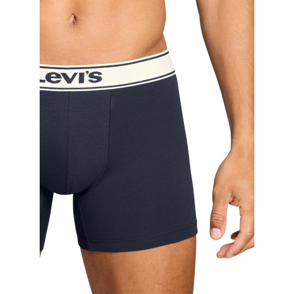 Lot de 2 boxers en coton bleus pourvus de ceintures élastiquées bleu, LEVI'S