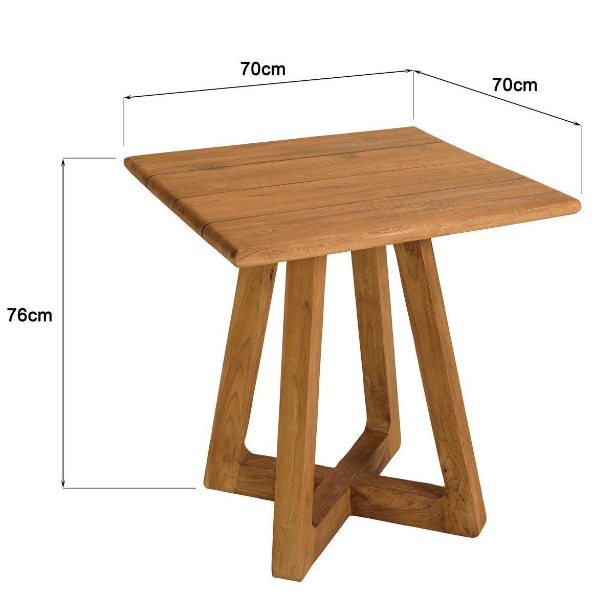 Table de jardin carrée 70 cm en teck recyclé ORIA bois naturel, PIER IMPORT