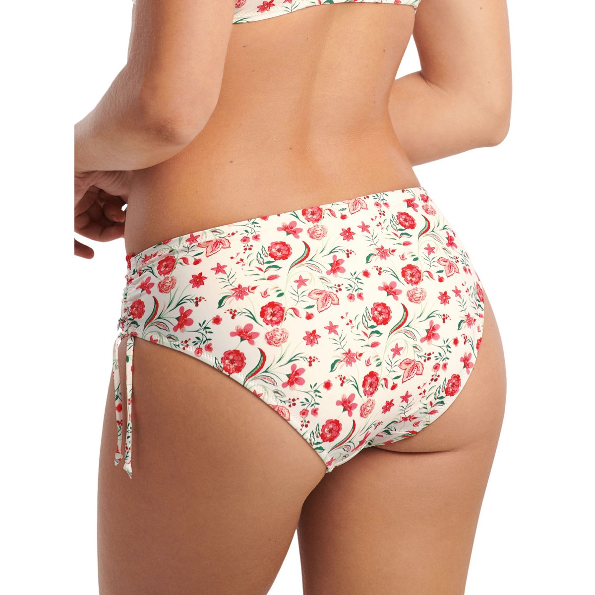 Bas maillot slip de bain taille haute côtés froncés Java ivoire, LISCA