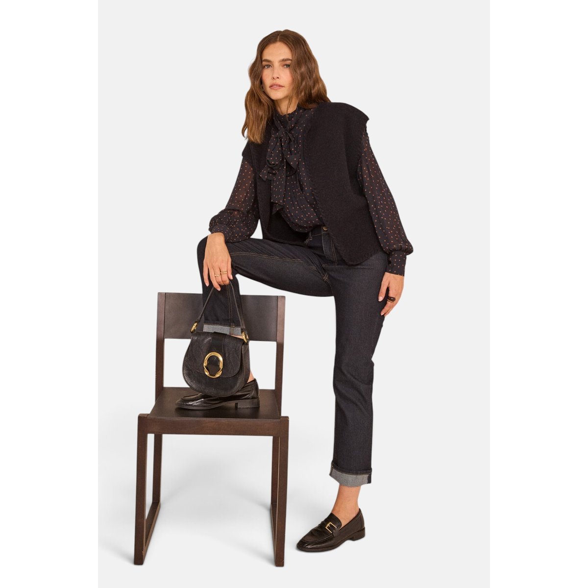 Gilet sans manches en laine mélangé ANTHEA marine, Maison 123