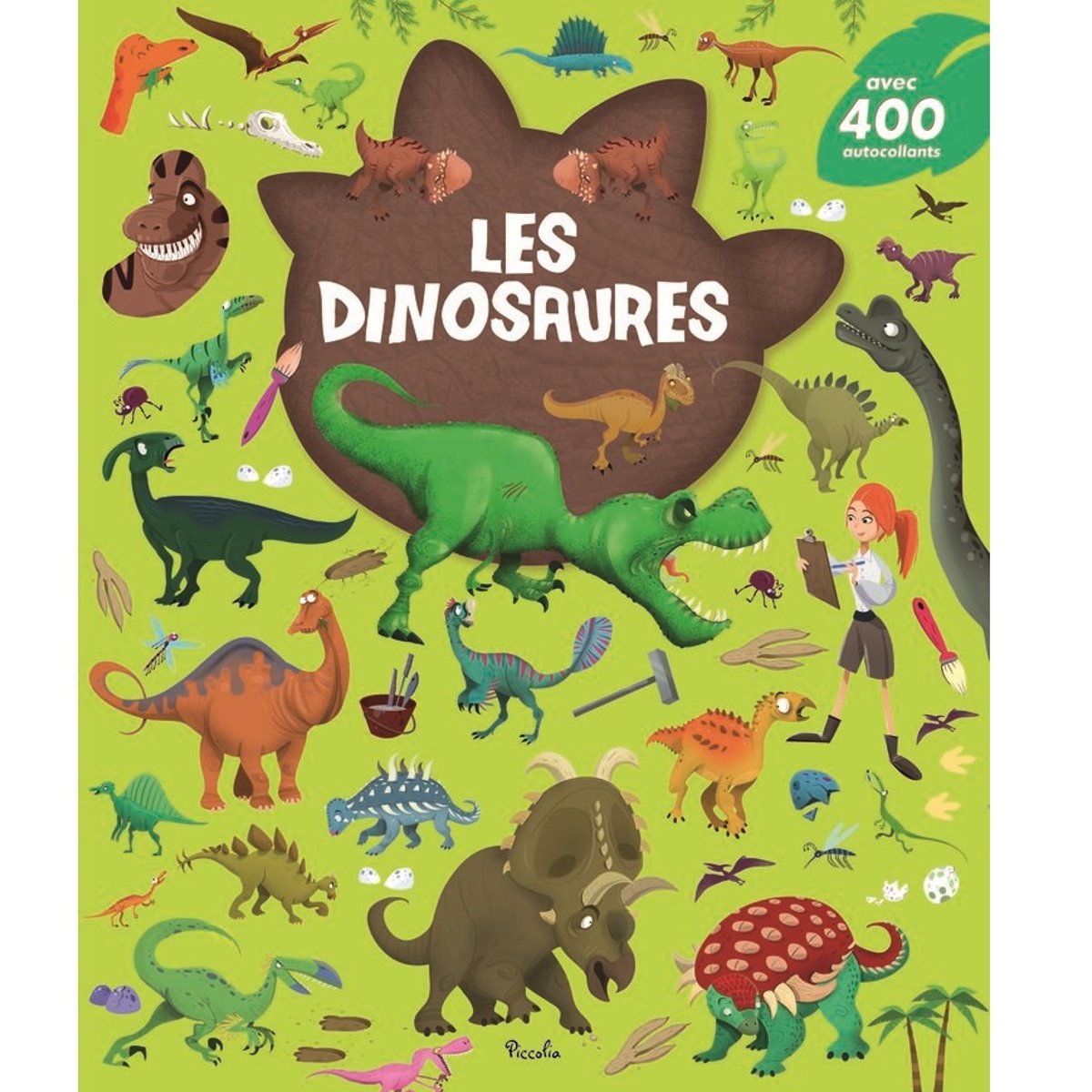 400 autocollants Les dinosaures vert, PICCOLIA EDITIONS