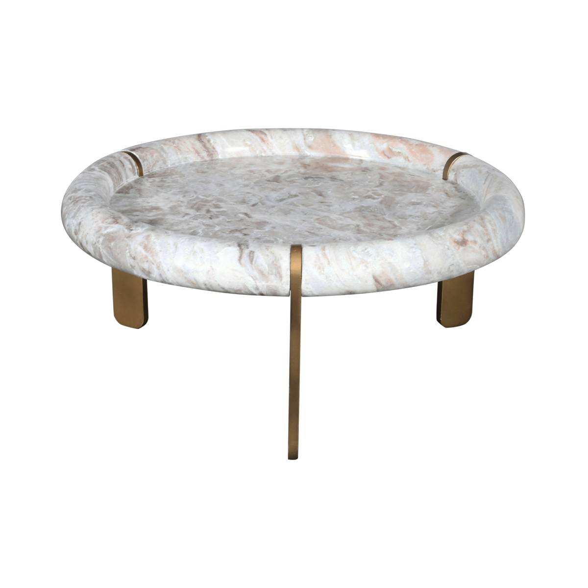 Grande table basse en marbre et métal PROSPER marron, SIGNATURE
