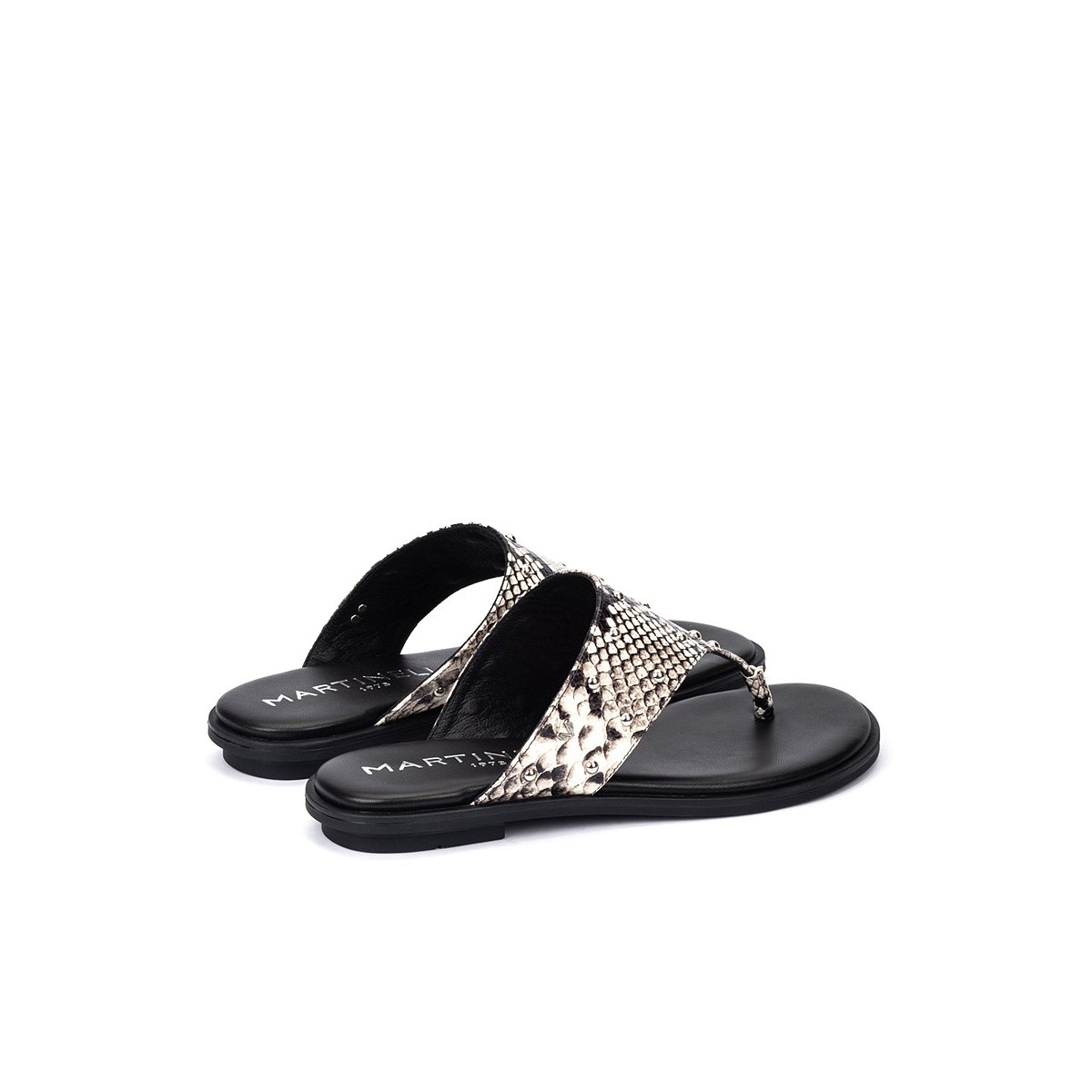 Sandales plates cuir Mazzini black, MARTINELLI