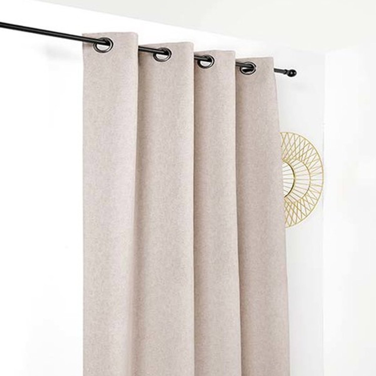 Rideau jacquard uni beige, LINDER