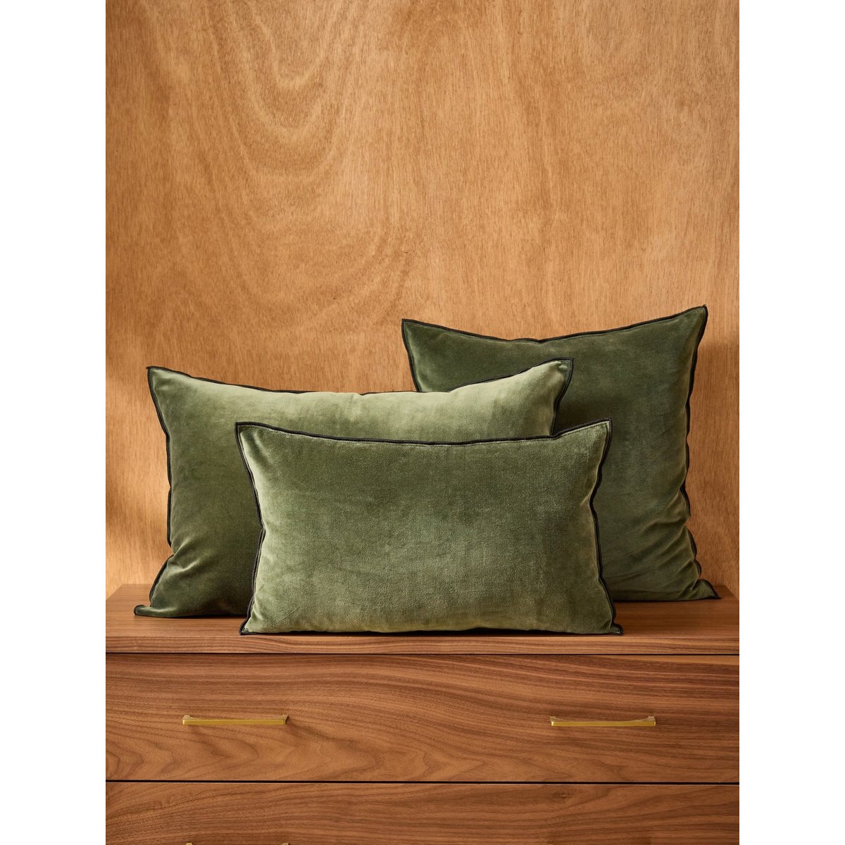 Housse de coussin en velours vert, CYRILLUS
