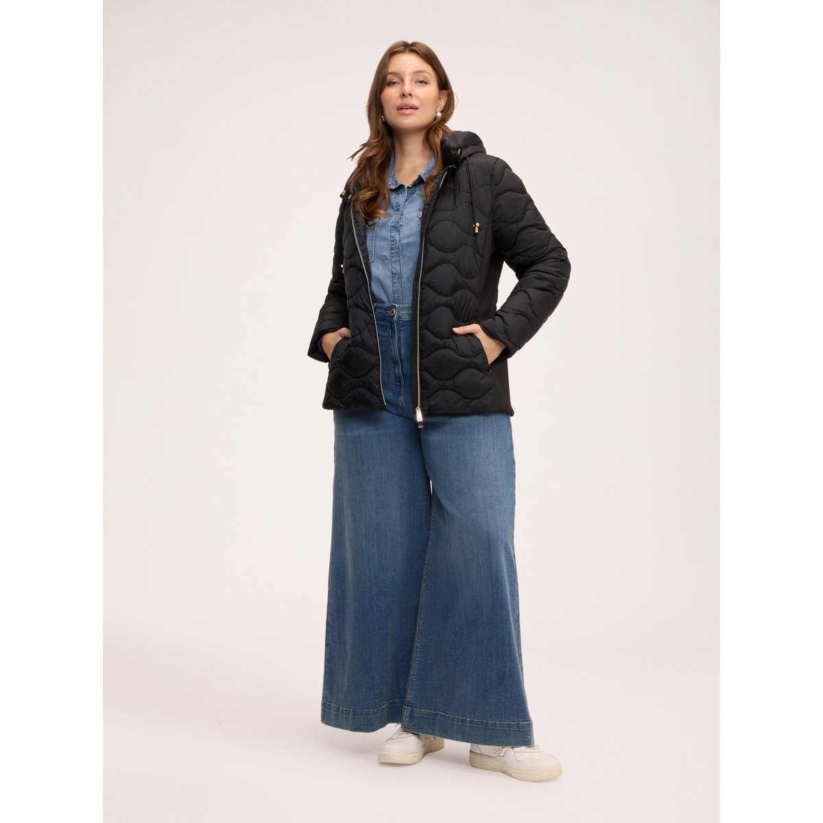 Doudoune avec ceinture à la taille noir, FIORELLA RUBINO