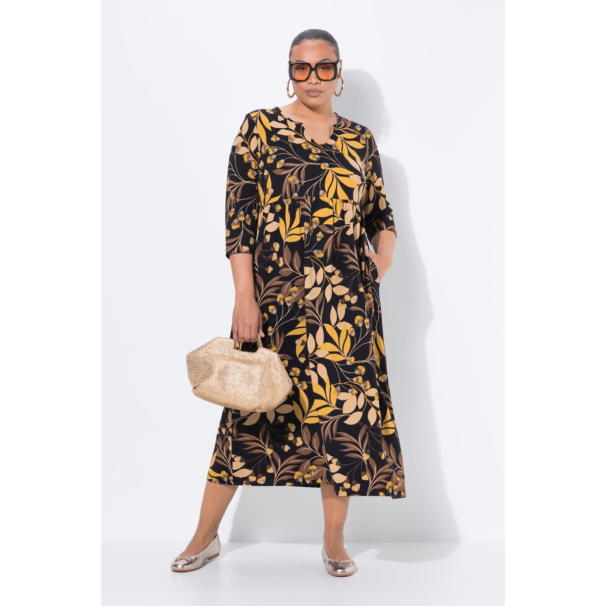 Robe maxi en jersey noir, ULLA POPKEN