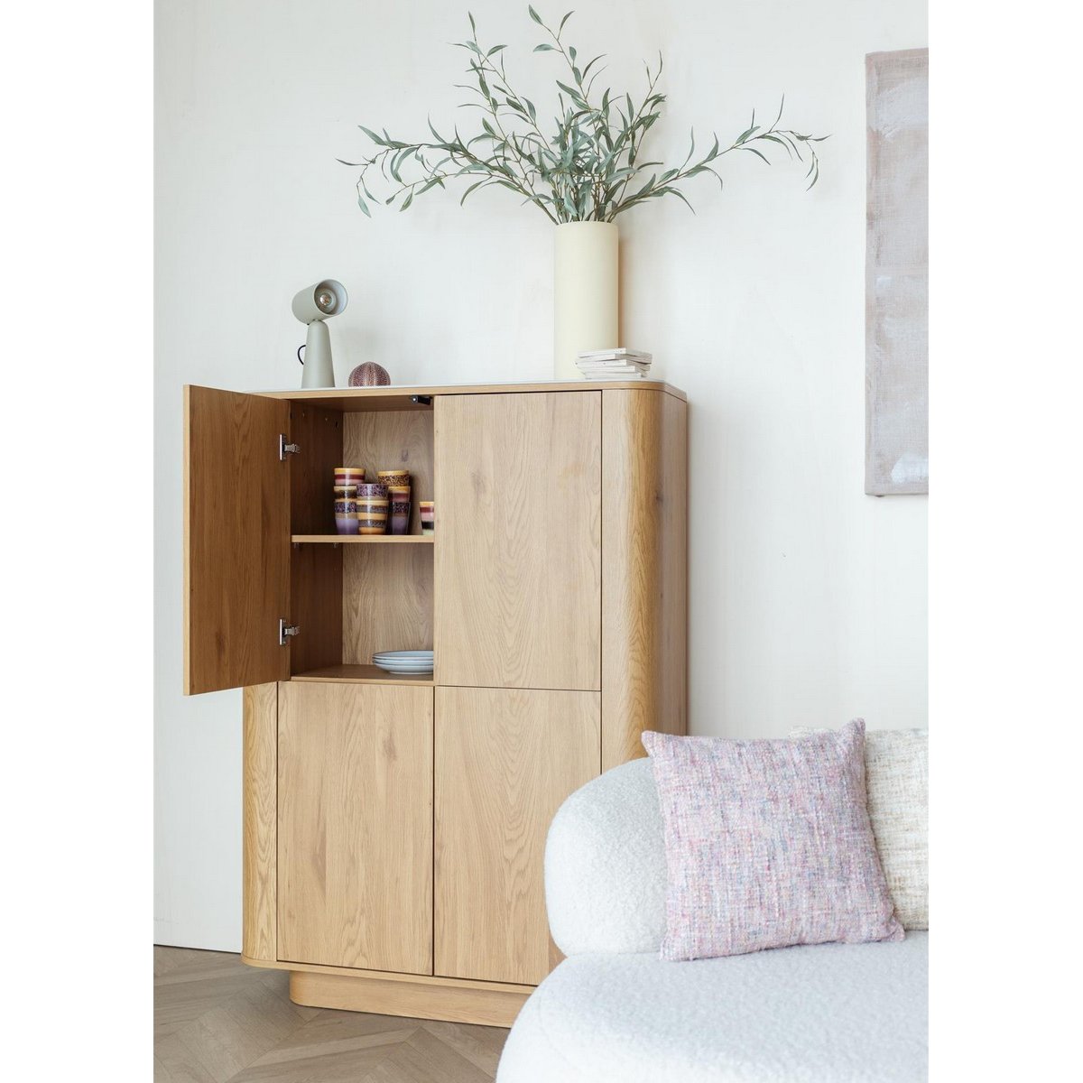 Armoire avec étagères en bois - ALMIRA marron clair, MATHI DESIGN